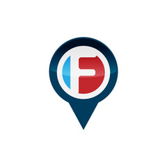 F letter GPS pointer logo