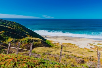 panorama of the cliffs and roads of California on the Pacific coast