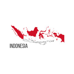 Indonesia flag map. The flag of the country in the form of borders. Stock vector illustration isolated on white background.