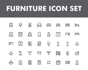 Obraz na płótnie Canvas furniture icon set isolated on white background. for your web site design, logo, app, UI. Vector graphics illustration and editable stroke. EPS 10.