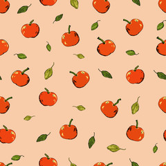 red apple and beauty leaf vector pattern