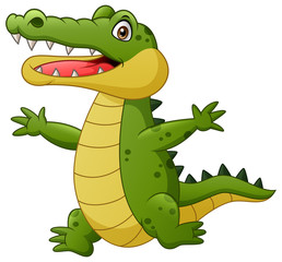 Fototapeta premium Cartoon crocodile happy. Vector illustration