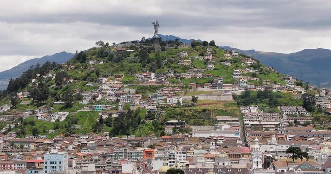 View of Quito, Ecuador with Panecillo hill in the background