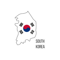 South Korea flag map. The flag of the country in the form of borders. Stock vector illustration isolated on white background.