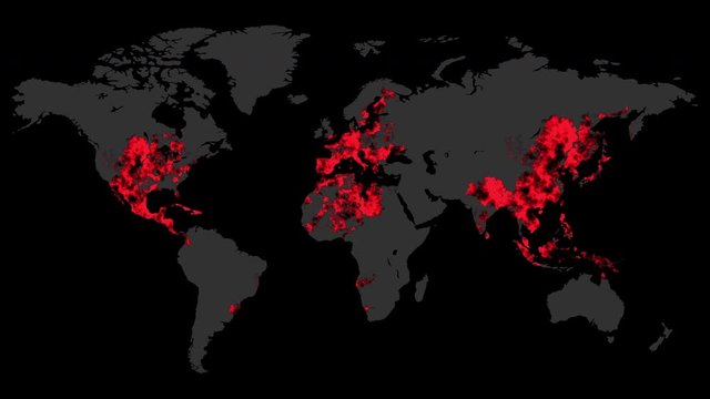 Covid-19 Corona Virus World Infection Spread Animation Across World Map, Realistic Animation That Affects the World, Infectious Disease Animation Across World Map