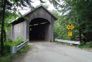 Old wooden covered bridge in Vermont