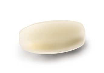 Pastilla de jabón sobre fondo blanco