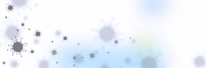 Coronavirus cells on the white backdrop. Headline.
