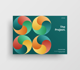 Creative business presentation vector A4 horizontal orientation front page mock up. Modern corporate report cover abstract geometric illustration design layout. Company identity brochure template.