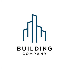 Modern Real Estate Logo Template with Line art of Building