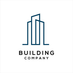 Modern Real Estate Logo Template with Line art of Building