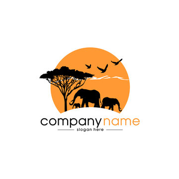 wildlife, safari, journey, trip, tour, travel africa logo design vector