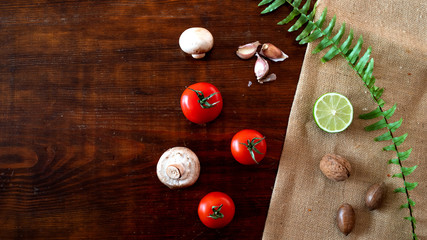 vegetables on wooden table