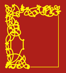 Vector retro ornament for a beautiful design. The basis for the design. Yellow pattern on a red background.