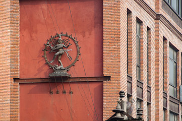Kathmandu, Nepal February 25, 2018 Sculpture on the wall