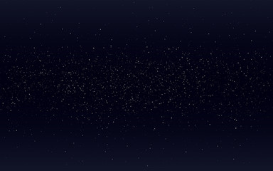 Space background. Starry black cosmos. Night sky with milky way. Realistic stardust backdrop. Infinite universe with shining stars and constellations. Vector illustration