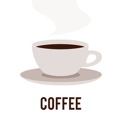 Cup of hot coffee. Vector coffee logo
