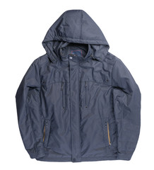 Men's red jacket isolated on a white background. Windbreaker jacket top view . © vitalily_73