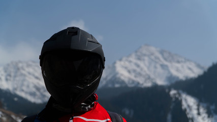 Fototapeta na wymiar man in a motorcycle helmet