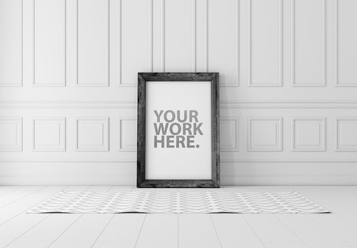 Black Wooden Frame Poster Mockup