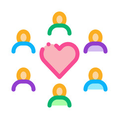 Human Group Love Icon Vector. Outline Human Group Love Sign. Isolated Contour Symbol Illustration