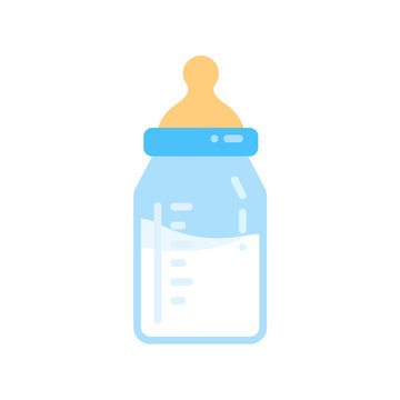 Baby milk bottle icon. Thin linear baby milk bottle outline icon isolated on white background from kid and baby collection. Line vector sign, symbol for web and mobile