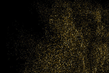 Gold Glitter Texture Isolated on Black. Amber Particles Color. Celebratory Background. Golden Explosion of Confetti. Design Element. Digitally Generated Image. Vector Illustration, Eps 10.
