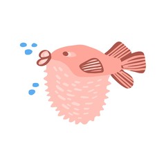 Sea animal in flat style isolated on white background. Vector cool ocean animal illustration Simple summer child design.