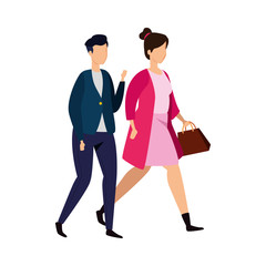 young couple avatar character icon vector illustration design