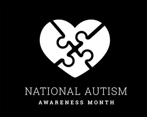 Obraz premium National Autism Awareness Month. illustration with jigsaw puzzle heart