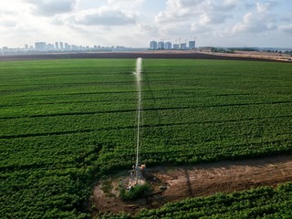 Center pivot irrigation and Circular agriculture  perfectly circular fields, as seen in this image.
