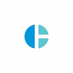 Blue Cubic alphabet company logo template with letter C. Modern 3d geometric 
