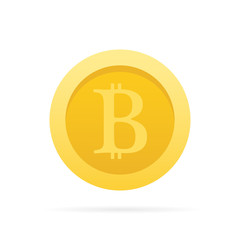 Bitcoin flat icon. Crypto currency bit coin. Cryptocurrency emblem. Web and Internet money logo. Vector illustration.