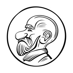 Vector illustration of a bald old man