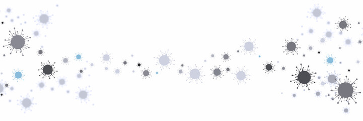 Coronavirus cells on the white backdrop. Headline.