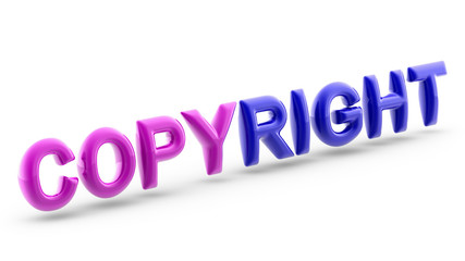 Copyright in white background. 3D Illustration.