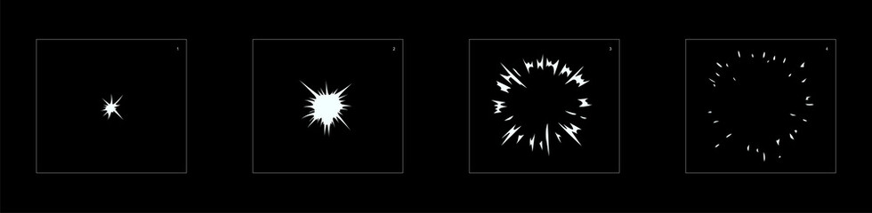 Shine blast animation effect. shiny effect sprite sheet. frame by frame classic animation sprite sheet for game, cartoon, video, animation or motion