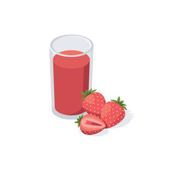 Strawberry Juice Lemonade vector 3d isometric, color web icon, new flat style. Creative illustration design, idea for infographics.