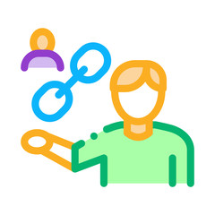 Human Hold Chain Icon Vector. Outline Human Hold Chain Sign. Isolated Contour Symbol Illustration