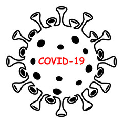 Coronavirus COVID-19 icon. Black sign  of virus on white background.