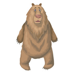 Large wild brown bear is surprised or shocked. Vector illustration