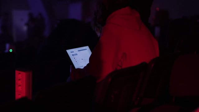Audio mix desk at a concert. Man working on professional digital audio channel mixer in studio. Male Dj hands playing set in night club party slow motion