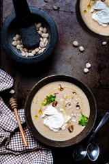 Creamy Peanut Soup With Honey Whipped Cream
