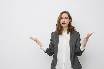 Businesswoman looking mad and resignedly