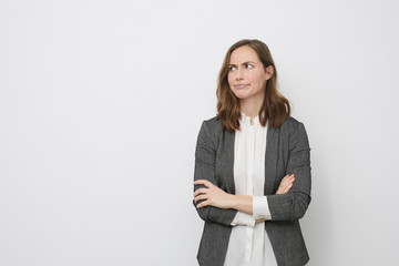 Businesswoman looking skeptical