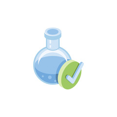 Chemical experiments test tube check mark. Vector 3d isometric, color web icon, new flat style. Creative illustration design, idea for infographics.