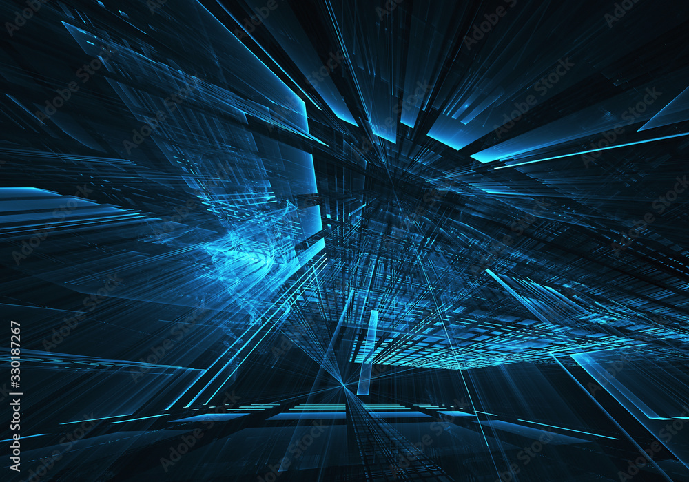 Poster fractal background for use in creativity and design projects. technological fractal. abstract 3d ill