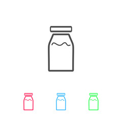 Medicine line bottle icon flat.