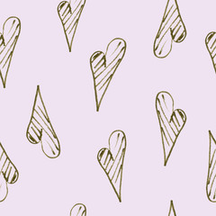 Watercolor  seamless pattern with pink hearts
