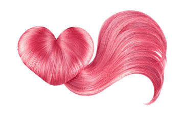 Hair heart on white, isolated. Pink doughnut bun